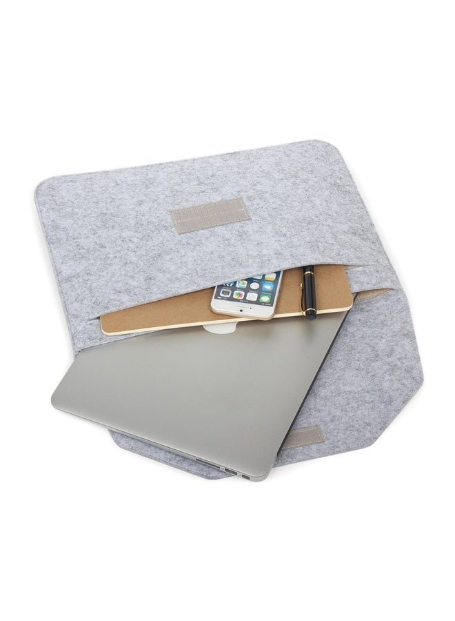 Felt Storage Bag, Storage Bag, Portable Felt Storage Bag for Notebook and Tablet, Thick Double-Layer Fabric Envelope Design Protective Bag for MacBook 13 Inch Light Grey  - Image 5