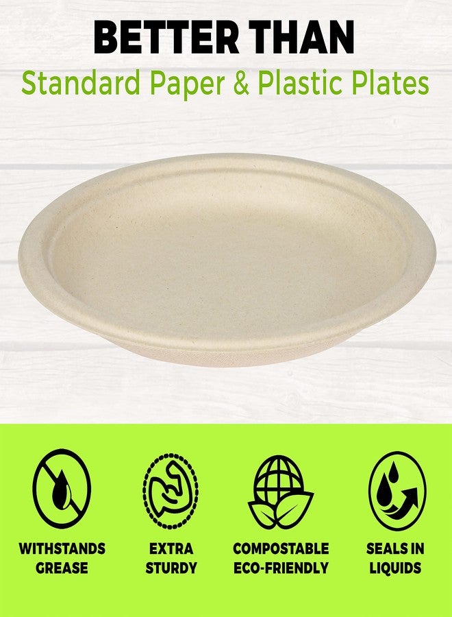 NYHI 125 Pack Small 7 Inch Heavy Duty Disposable Paper Plates For Adults Kids Brown Sugarcane Bulk Plates Cut Leak Resistant for Dinner Parties - Image 3