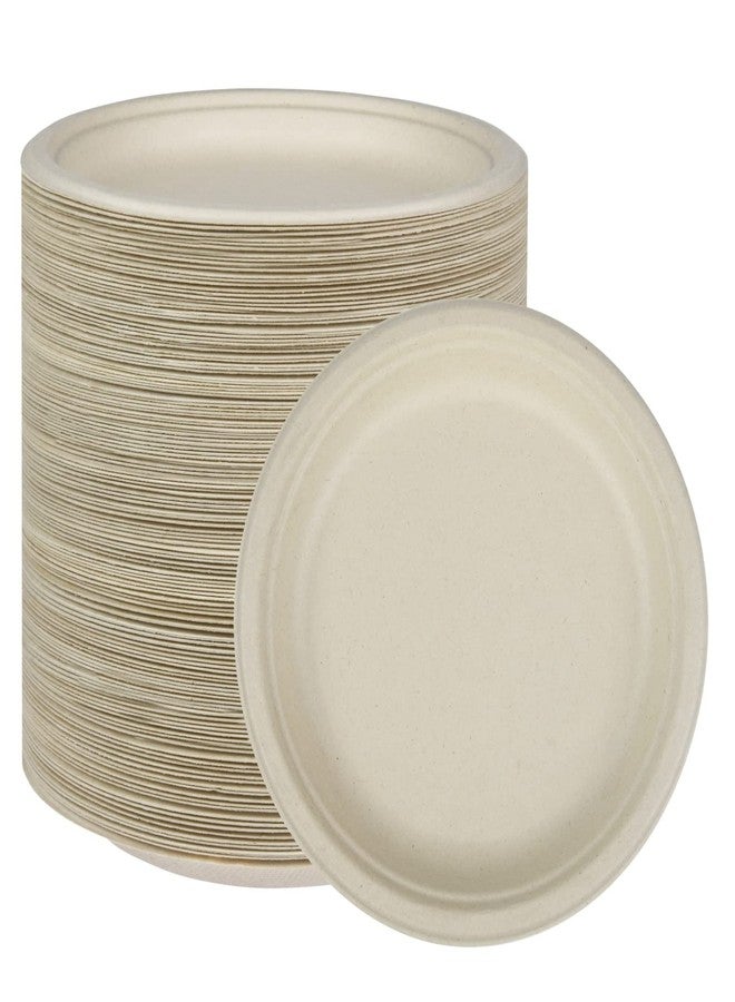 NYHI 125 Pack Small 7 Inch Heavy Duty Disposable Paper Plates For Adults Kids Brown Sugarcane Bulk Plates Cut Leak Resistant for Dinner Parties - Image 1