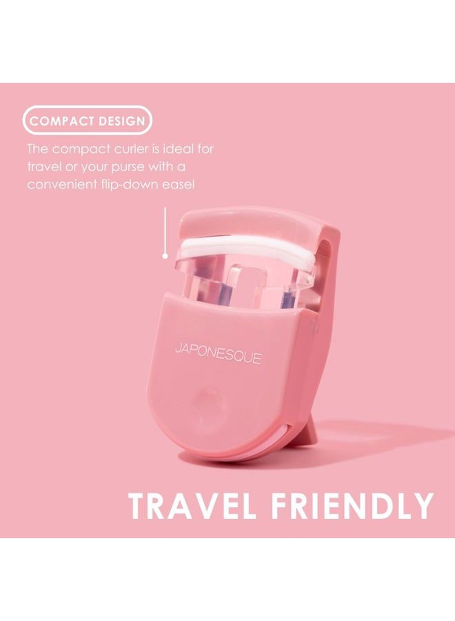 Japonesque مكبس رموش للسفر، وردي - مكابس رموش بلاستيكية لمكياج السفر، مكبس رموش Go Curl مع وسادة بديلة مجانية - عبوة واحدة - Image 4