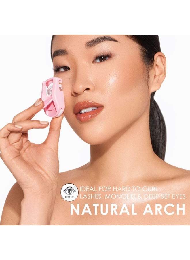 Japonesque مكبس رموش للسفر، وردي - مكابس رموش بلاستيكية لمكياج السفر، مكبس رموش Go Curl مع وسادة بديلة مجانية - عبوة واحدة - Image 2