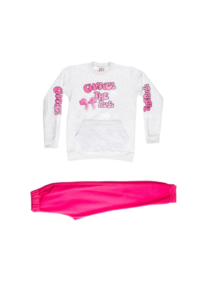 Girl Melton Printed Winter Pajama Set