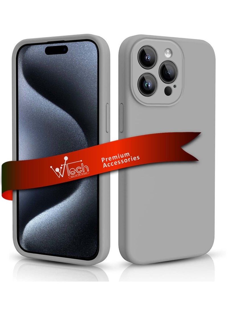 Wtech Premium Soft Liquid Silicone Case Cover For Apple iPhone 15 Pro Max 2023 Grey - Image 2
