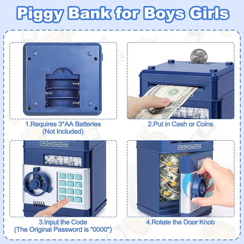 Refasy gy Bank for Boys, Electronic gy Banks Password Money Saving Box Gifts for 11 Year Old Boy Money Bank Toy Birthday Gifts for Boys Girls Kids Safe Cash Coin Can - MULTICOLOR - Image 4