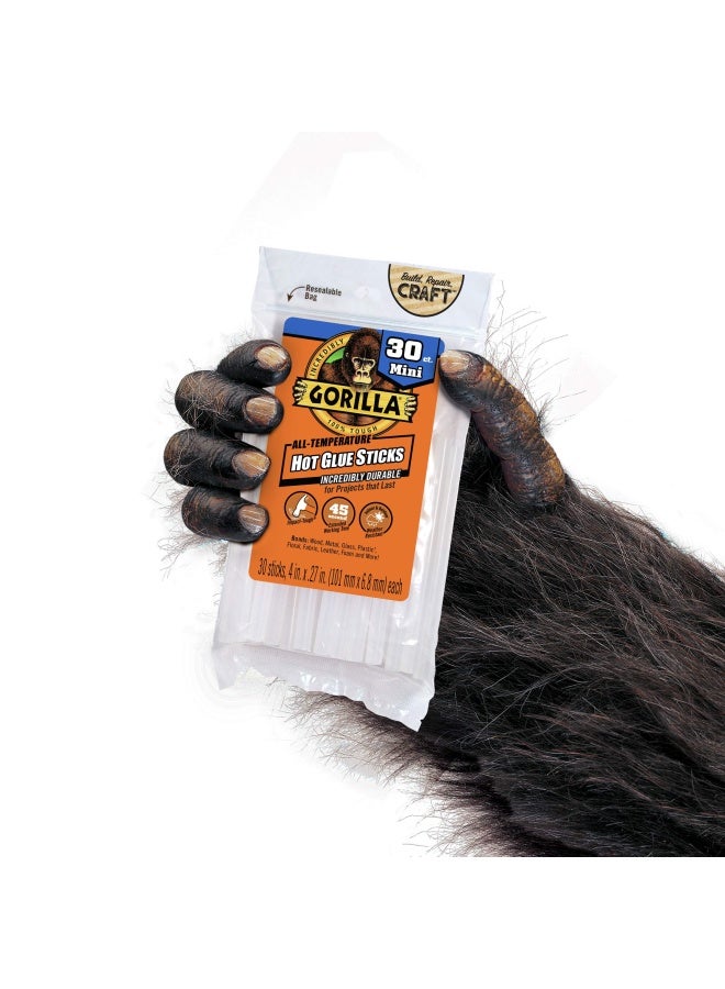 Gorilla Hot Glue Sticks, Mini Size 30 Count,  White, 13023003 - Image 3