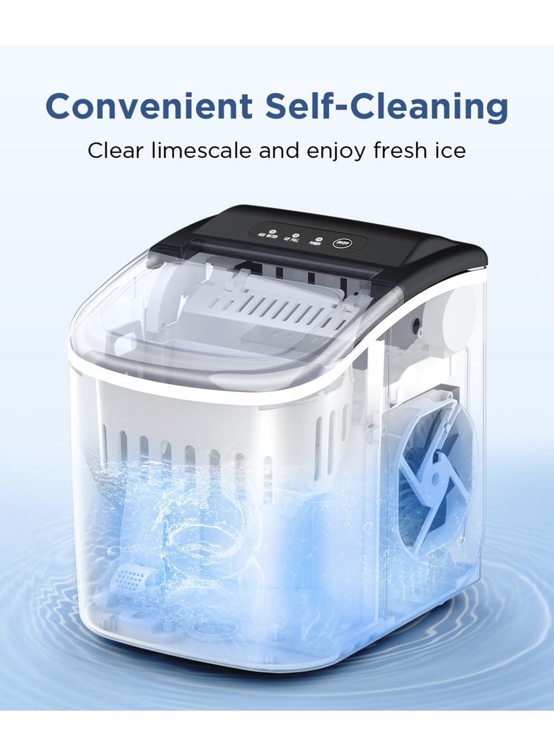 EqiEch EqiEch Ice Maker, Portable Ice Cube Machine with Self-Cleaning, 33lbs/24Hrs, 9 Bullet Ice Cubes in 6 Mins, 1.5L Water Tank, Ice Basket and Scoop,Ice Ideal for Home, Kitchen, Bar, Camping, Stainless Steel - Image 5