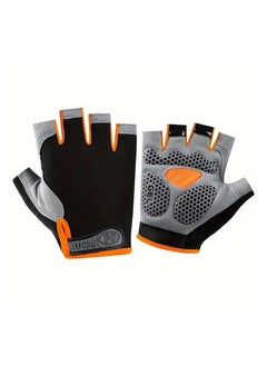 Goolsky 1 Pair Breathable Half-Finger Sports Gloves - Non-Slip, Shock-Absorbing with Secure Snap Closure for Gym, Cycling & Weightlifting, Gray with Black Accents, Gym Accessories  - Image 1