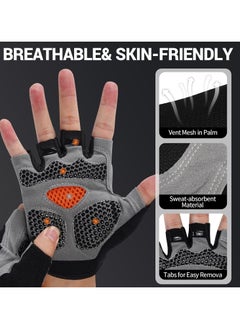 Goolsky 1 Pair Breathable Half-Finger Sports Gloves - Non-Slip, Shock-Absorbing with Secure Snap Closure for Gym, Cycling & Weightlifting, Gray with Black Accents, Gym Accessories  - Image 2