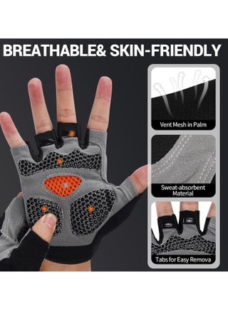 1 Pair Breathable Half-Finger Sports Gloves - Non-Slip, Shock-Absorbing with Secure Snap Closure for Gym, Cycling & Weightlifting, Gray with Black Accents, Gym Accessories - view 2