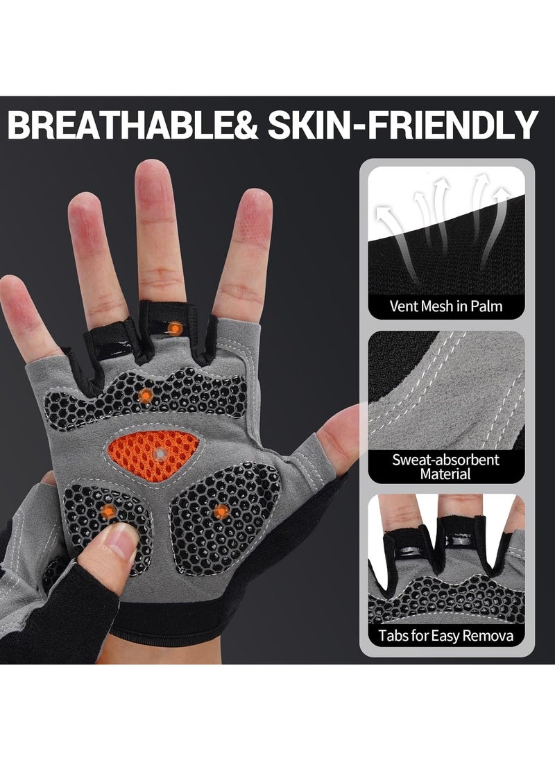 Goolsky 1 Pair Breathable Half-Finger Sports Gloves - Non-Slip, Shock-Absorbing with Secure Snap Closure for Gym, Cycling & Weightlifting, Gray with Black Accents, Gym Accessories  - Image 2