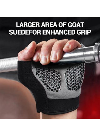 1 Pair Breathable Half-Finger Sports Gloves - Non-Slip, Shock-Absorbing with Secure Snap Closure for Gym, Cycling & Weightlifting, Gray with Black Accents, Gym Accessories - view 3