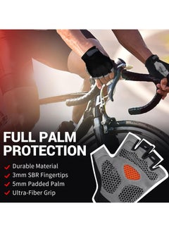 Goolsky 1 Pair Breathable Half-Finger Sports Gloves - Non-Slip, Shock-Absorbing with Secure Snap Closure for Gym, Cycling & Weightlifting, Gray with Black Accents, Gym Accessories  - Image 4
