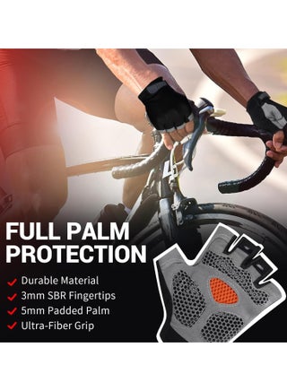 1 Pair Breathable Half-Finger Sports Gloves - Non-Slip, Shock-Absorbing with Secure Snap Closure for Gym, Cycling & Weightlifting, Gray with Black Accents, Gym Accessories - view 4