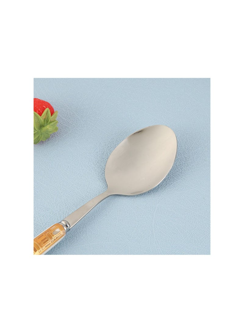 Liying 6Pcs Ramadan Designed Dinner Spoons (B) , Gold plasted design Plating Stainless Steel 18.5x4x18.5cm Spoons for Table Spoon, Soup Spoons, Easy To Clean, Dishwasher Safe - Image 3