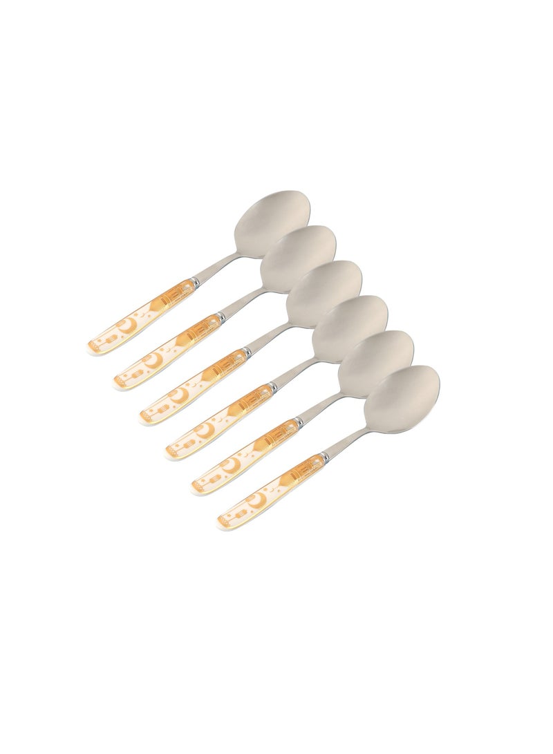 Liying 6Pcs Ramadan Designed Dinner Spoons (B) , Gold plasted design Plating Stainless Steel 18.5x4x18.5cm Spoons for Table Spoon, Soup Spoons, Easy To Clean, Dishwasher Safe - Image 4