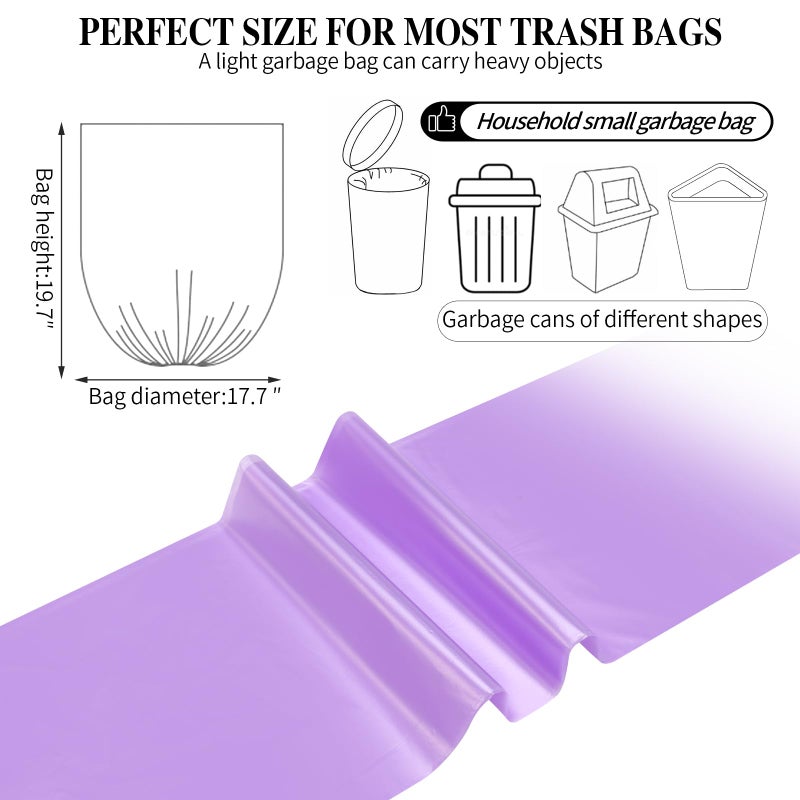 HDY 3 Rolls Small Trash Bags - 60 Counts Durable 4 Gallon Small Garbage Bags for home office kitchen Bathroom Bedroom Trash Can liners(Purple) - Image 3