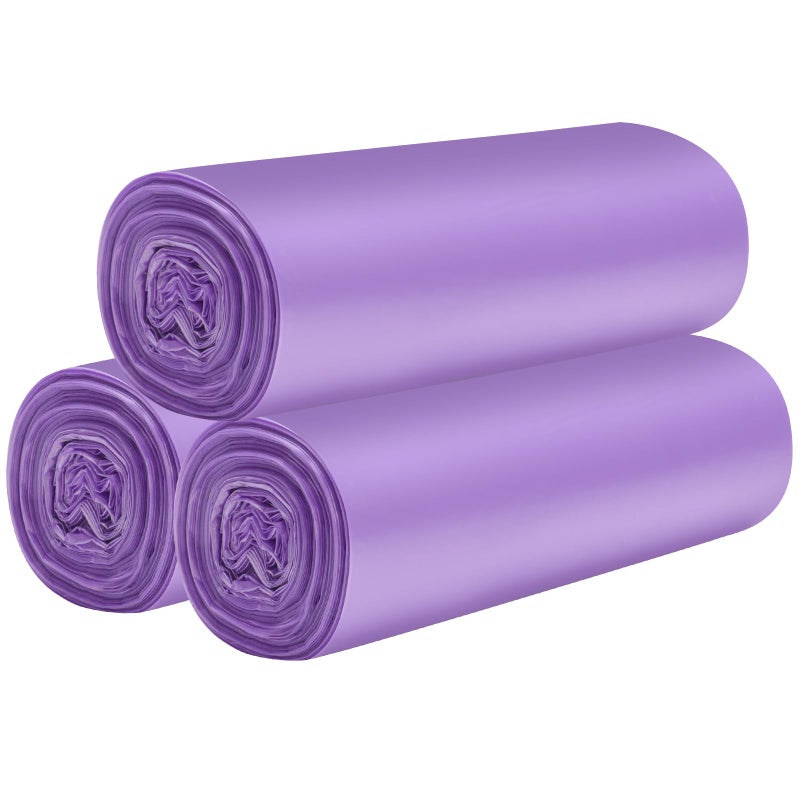 HDY 3 Rolls Small Trash Bags - 60 Counts Durable 4 Gallon Small Garbage Bags for home office kitchen Bathroom Bedroom Trash Can liners(Purple) - Image 1