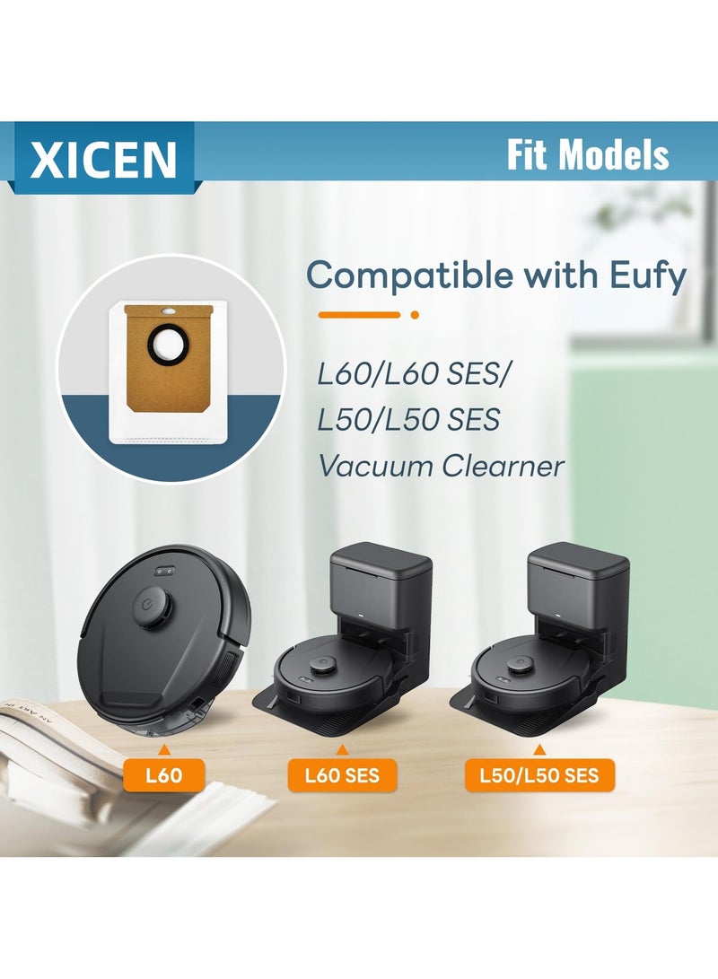 اكسيسن 14 حزمة أكياس غبار بديلة لمكنسة Eufy L50 SES L60 SES الروبوتية المزودة بمحطة تفريغ ذاتي، أكياس L50 L60 ثلاثية الطبقات متوافقة مع Haier H9+ و Conga Home 10000 و 8090 Ultra و 9090 AI - Image 2