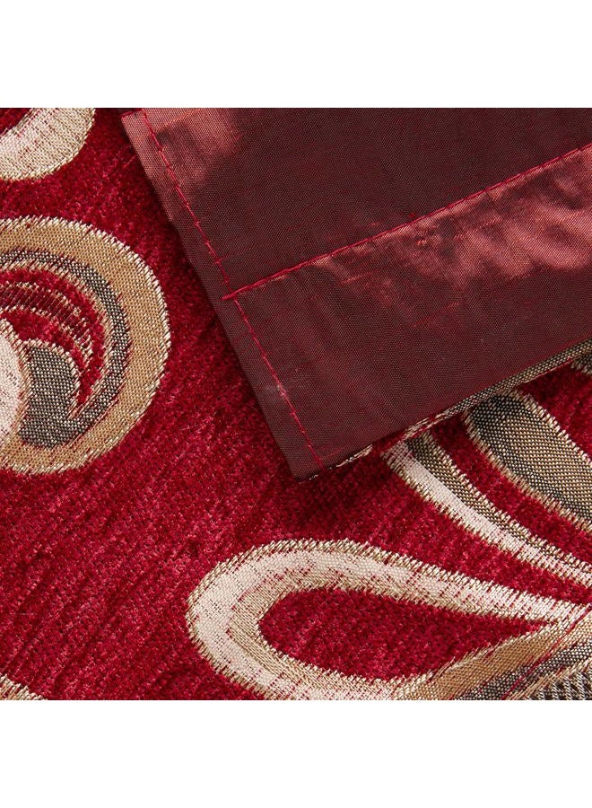 Violet Linen Chenille Chateau Vintage Floral Design Window Valance, 60" x 15", Burgundy - Image 3