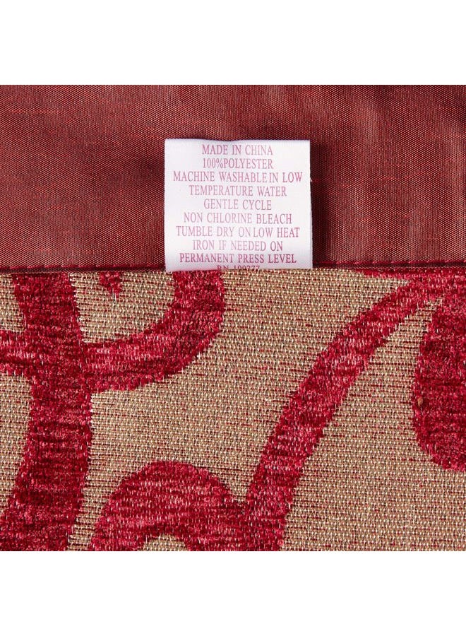 Violet Linen Chenille Chateau Vintage Floral Design Window Valance, 60" x 15", Burgundy - Image 4