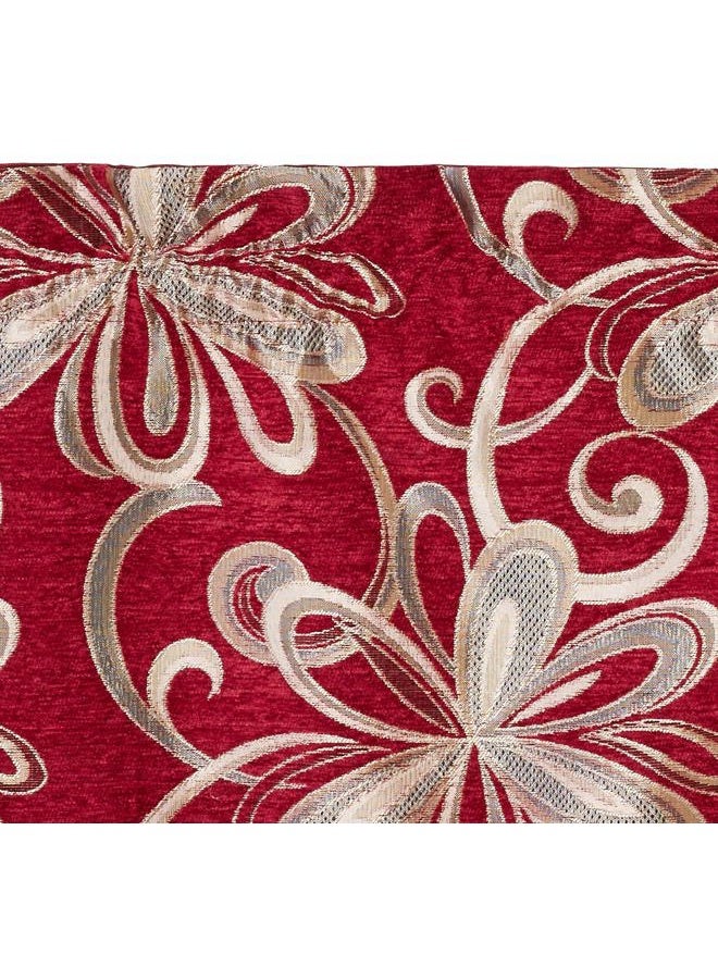 Violet Linen Chenille Chateau Vintage Floral Design Window Valance, 60" x 15", Burgundy - Image 2