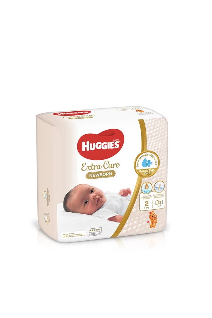 HUGGIES Extra Care Newborn, Size 2, 4 - 6 kg, Carry Pack, 21 Diapers - Image 2