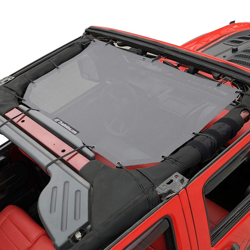 Shadeidea JK Sun Shade Top Compatible with Jeep Wrangler JKU Top Sunshade Soft Mesh Roof Cover 20072018 Wind Noise UV Blocker 10 Year Warranty 4 Door  2 Door Gray Front