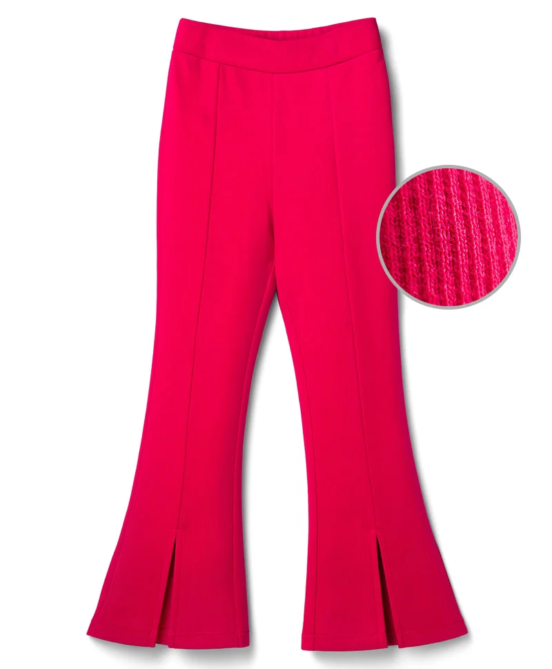Pine Kids Pine Kids Cotton Lycra Knit Full Length Solid Bootcut Leggings - Fuchsia