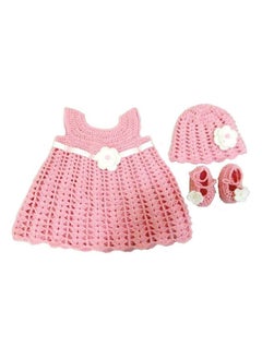 Daddy's Angel Newborn Baby Girl Handmade Dress, Cap and Shoes  - Image 1