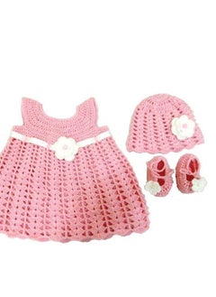 Daddy's Angel Newborn Baby Girl Handmade Dress, Cap and Shoes  - Image 2