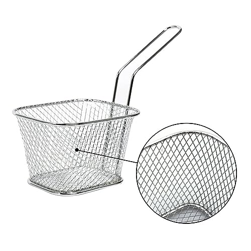 Rasikvar Stainless Steel French Fries Basket, Potatoes Chips & Chicken Mini Square Fried Mesh Food Stainer, Suitable for Kitchen Restaurant Party Barbecue Strainer Baskets (2) - Image 2