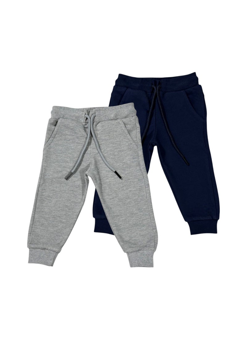 Baby Co. Light grey & Navy Blue kids sweatpants (2 pack) 