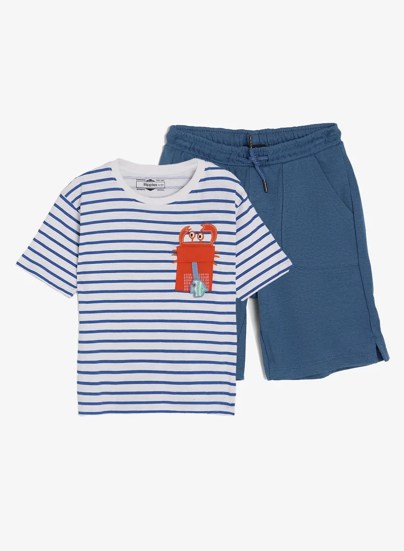 ريبلز مع نمشي Boys Round Neck T-shirt & Shorts Set