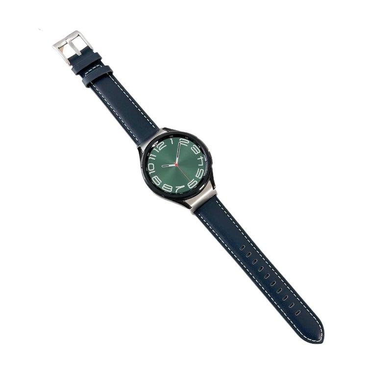 Adjustable Leather Classic Strap Smartwatch Band Compatible with Samsung Galaxy Watch 6 with Fit Replacement Strap in Black - Image 4