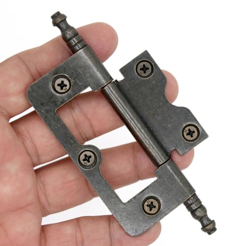 LXZ 4 PCs Antique Bronze Flap Hinges with Lengthened Axis - Vintage Style Hinges for Door Wooden Chest Cabinet - Plate Length of 3" (76 mm), Large Size - Image 5