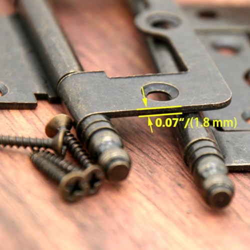 LXZ 4 PCs Antique Bronze Flap Hinges with Lengthened Axis - Vintage Style Hinges for Door Wooden Chest Cabinet - Plate Length of 3" (76 mm), Large Size - Image 4