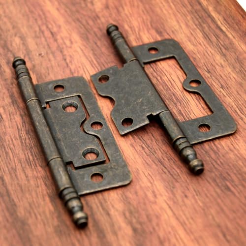 LXZ 4 PCs Antique Bronze Flap Hinges with Lengthened Axis - Vintage Style Hinges for Door Wooden Chest Cabinet - Plate Length of 3" (76 mm), Large Size - Image 3
