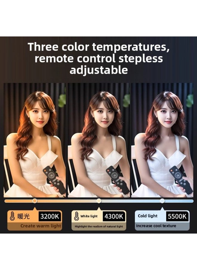 Anchor Live Fill Light Anchor Portrait Beauty Soft Light LED Softbox Photography Light Live Studio Lighting Light-Light Source Color:Double Light [525W Three-color Bulb] + Softbox +2.1 M Bracket