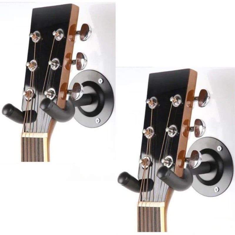 TechBlaze Pack of 2 Guitar Hanger Wall Mount, Guitar Hanging Stand for Wall Guitar Display Bracket Hanger Hook Holder Stand for Bass Electric Acoustic Guitar Holder- Black - Image 1