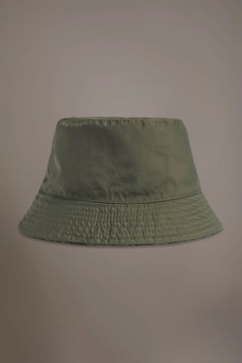 Doppelganger Green Double face check design wool blend fisherman hat - Green for Men | Best Price UAE