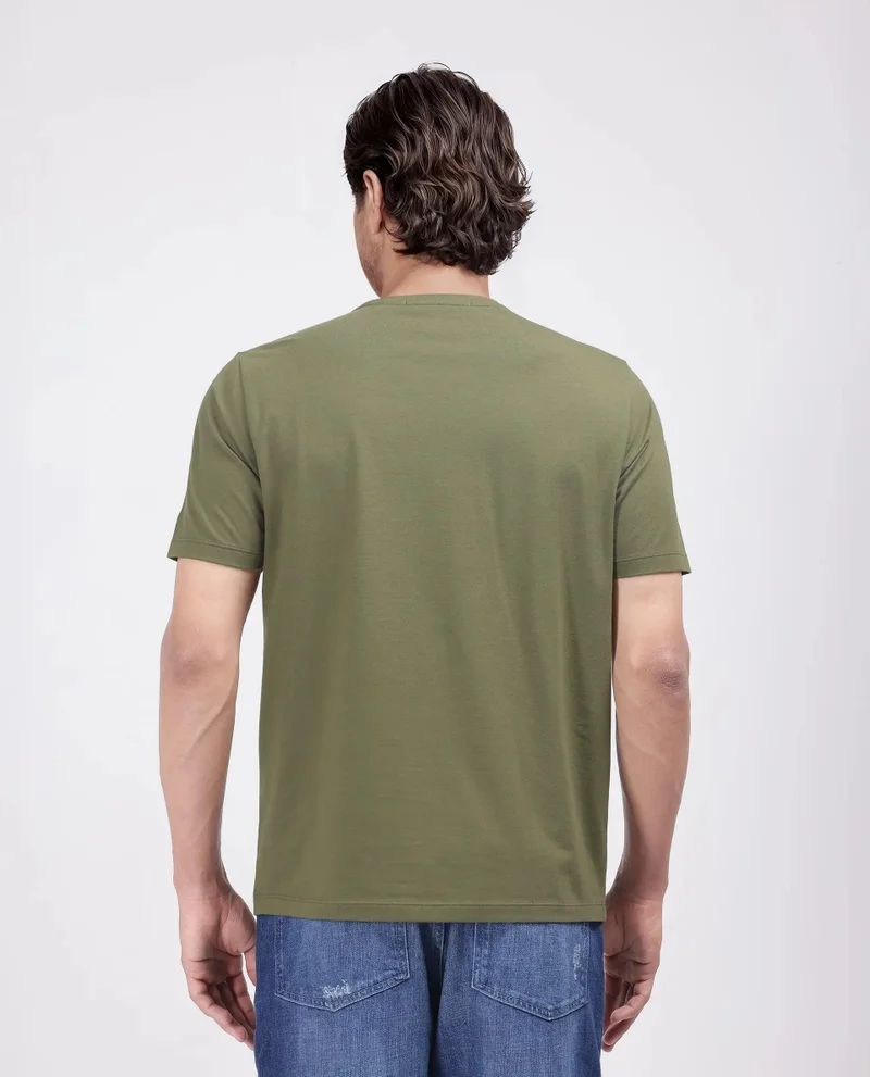 Rare Rabbit Men's Logo Graphic Print Regular Fit T-Shirt