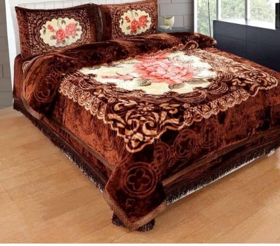 ELSTONE HOME with Device ELSTONE Home Bridal Luxury Style King Size Wedding Bedding bedsheet Double Bed Heavy Stuff 1 Bed Sheet and Two Fancy Pillow Cover Special with Fancy Bag Packing Color9  - Image 2