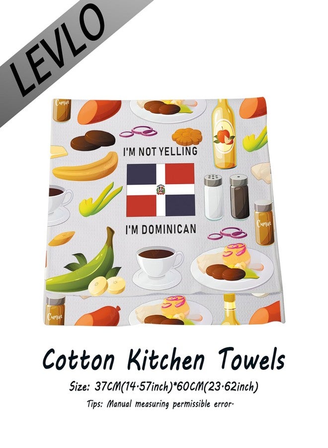 LEVLO Funny Dominican Republic Flag Kitchen Towel Dominican Foods Tea Towel Dominican Root Flag Gifts (I'm Dominican) - Image 2