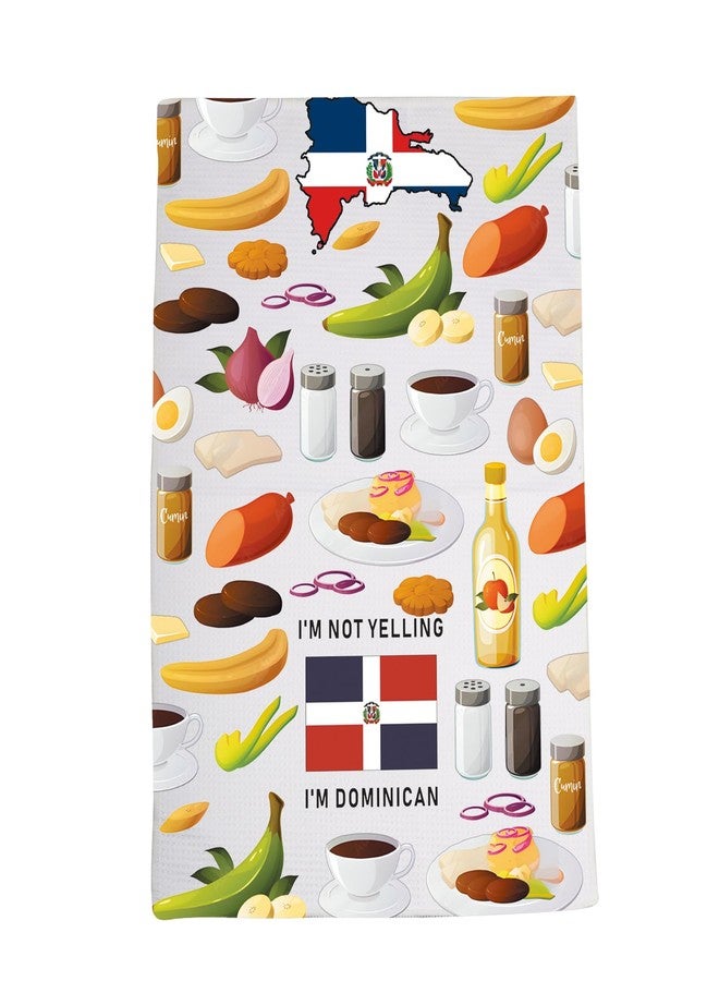LEVLO Funny Dominican Republic Flag Kitchen Towel Dominican Foods Tea Towel Dominican Root Flag Gifts (I'm Dominican) - Image 1