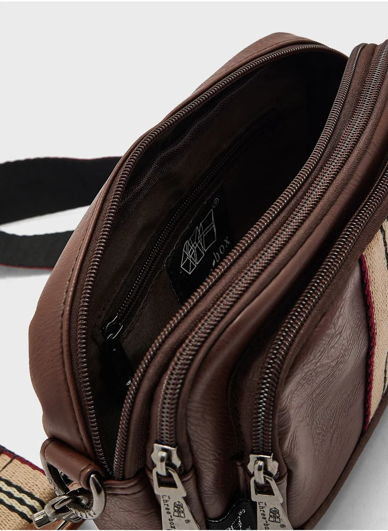 Robert Wood Webbing Detail Crossbody Messenger