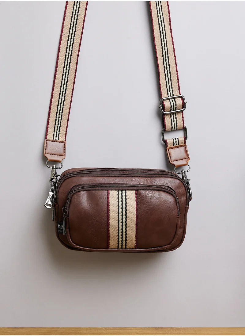 Robert Wood Webbing Detail Crossbody Messenger