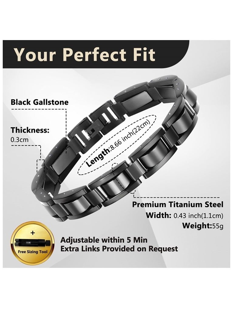 bebeFuture Men's Bracelet Relief Classic Black Stainless Steel Bracelets with Remove Tool - Image 2