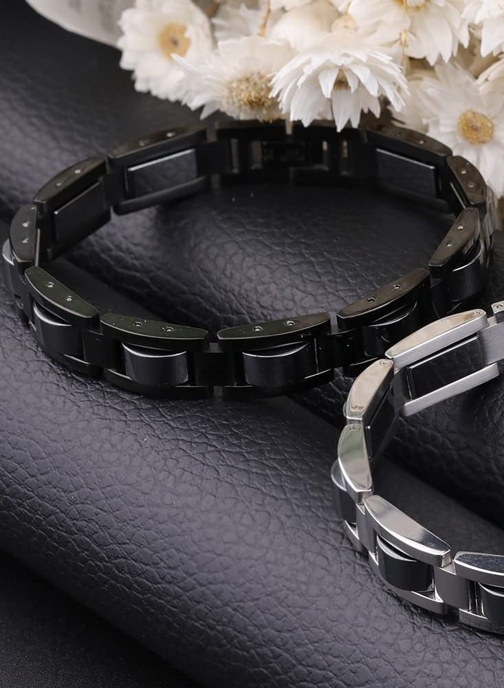 bebeFuture Men's Bracelet Relief Classic Black Stainless Steel Bracelets with Remove Tool - Image 4