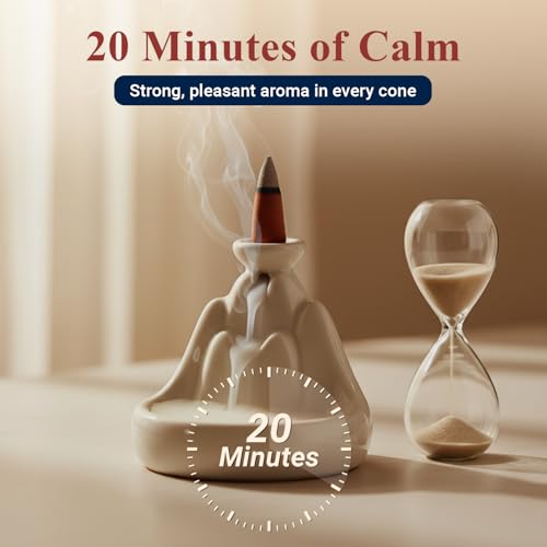 Tulasi Backflow Incense Cones with Natural Oils, Scents Set of 12 Fragrances (120 Cones) Calming Home Aromatherapy, Yoga, Meditation, Relaxing, Mixed Scents with Natural Oils, Thanks Giving - Image 4