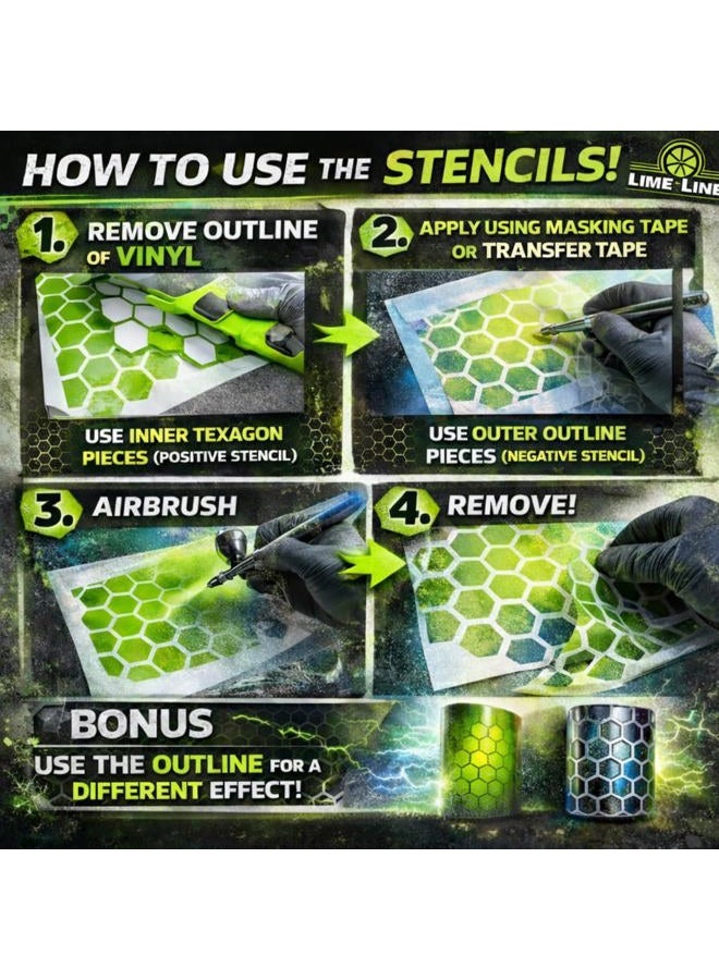LiME LiNE Honeycomb Airbrush Stencil for Custom Paint - Image 4